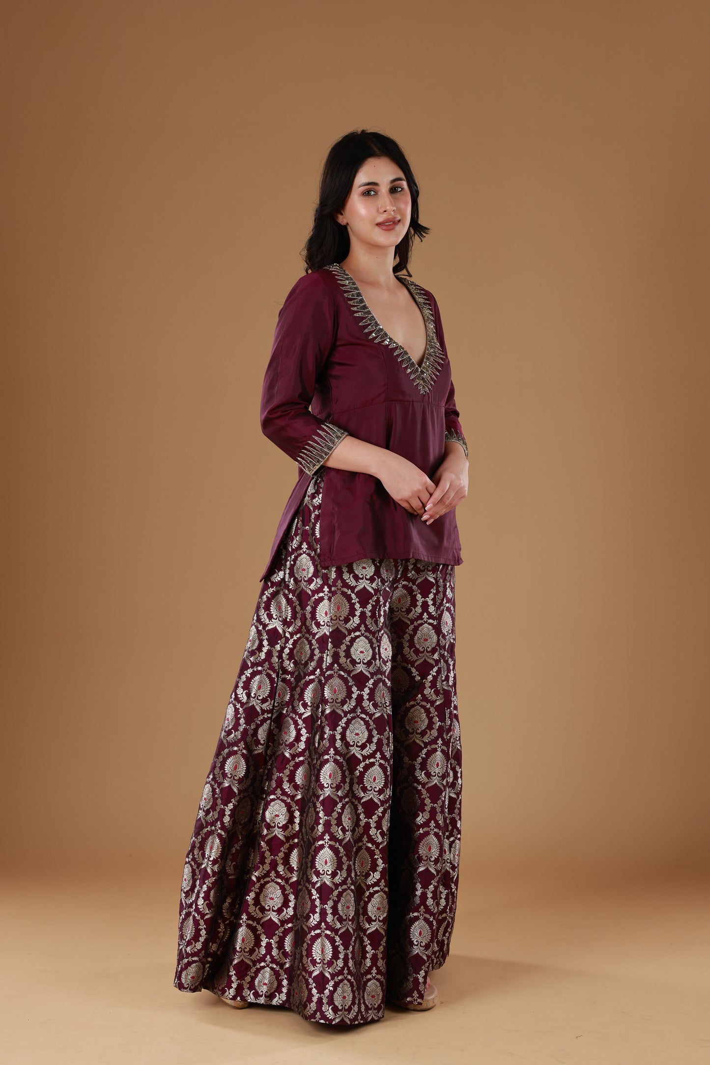 Voilet Banarasi Sharara Set