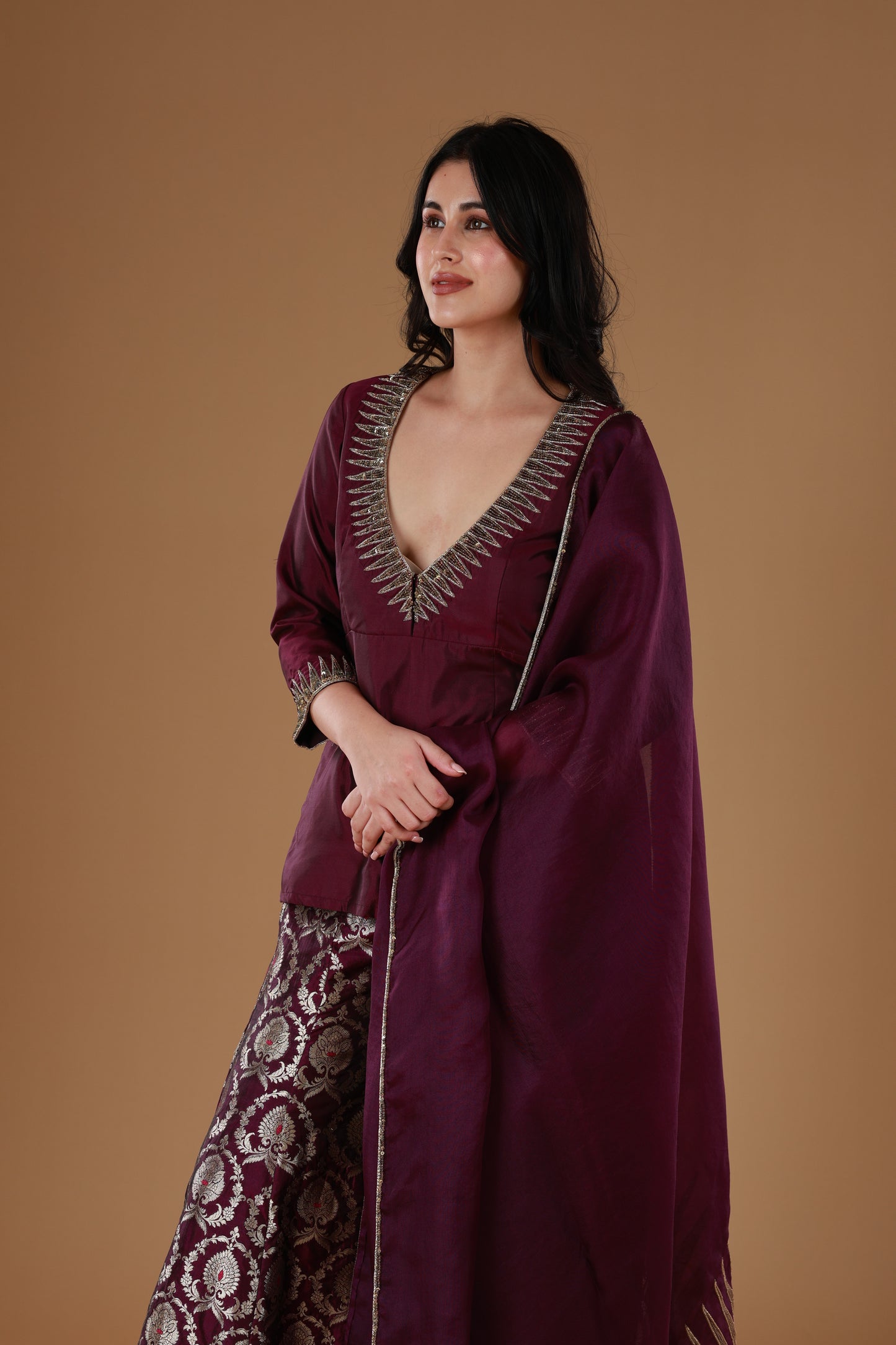 Voilet Banarasi Sharara Set