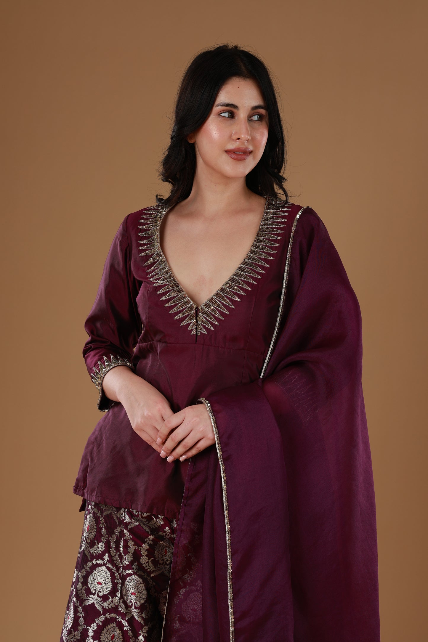 Voilet Banarasi Sharara Set