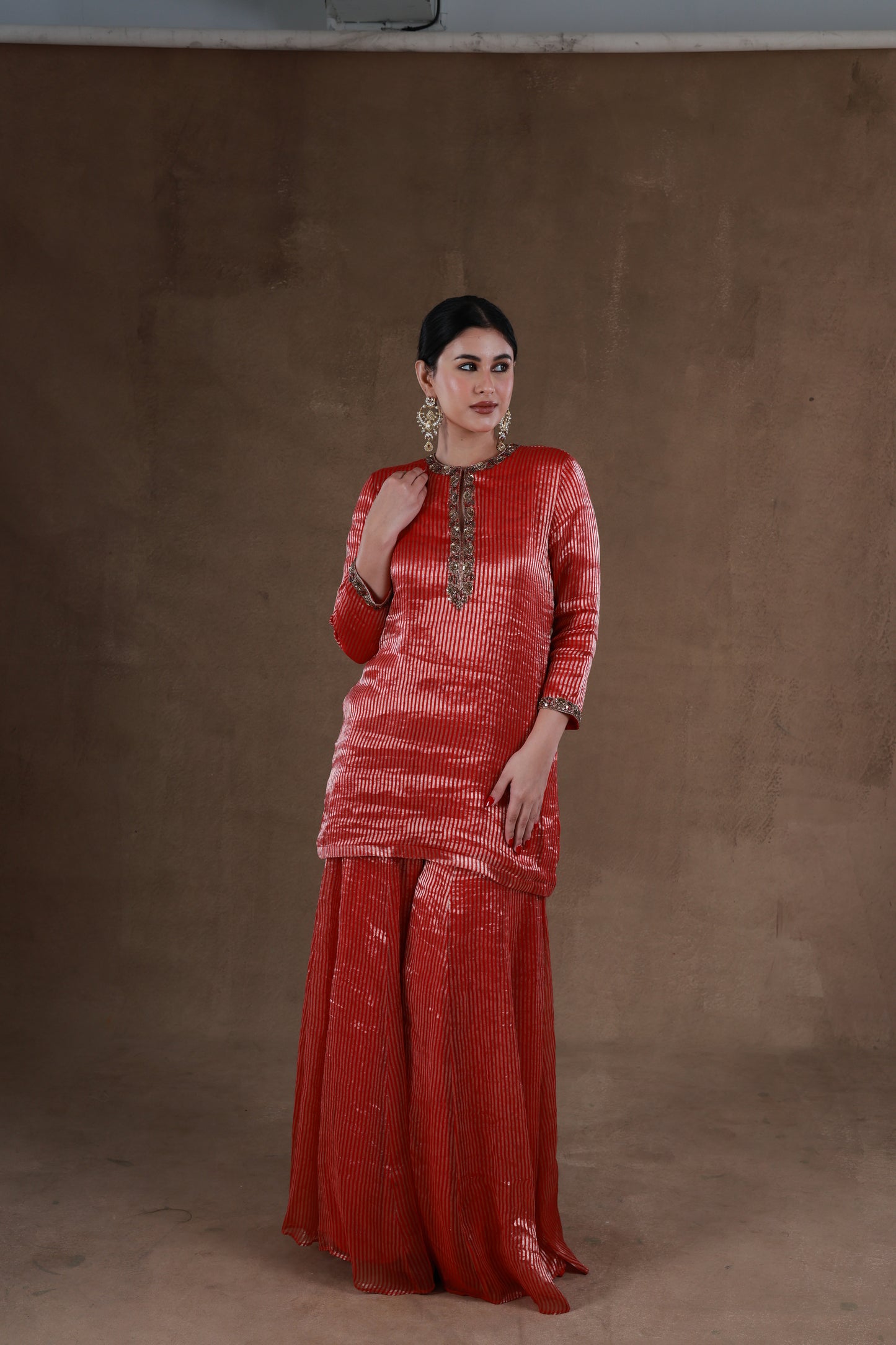Luminous Red Festive Sharara