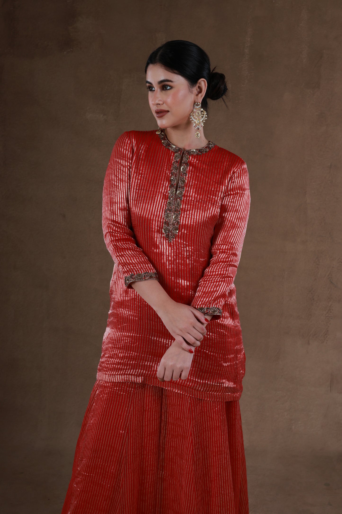 Luminous Red Festive Sharara