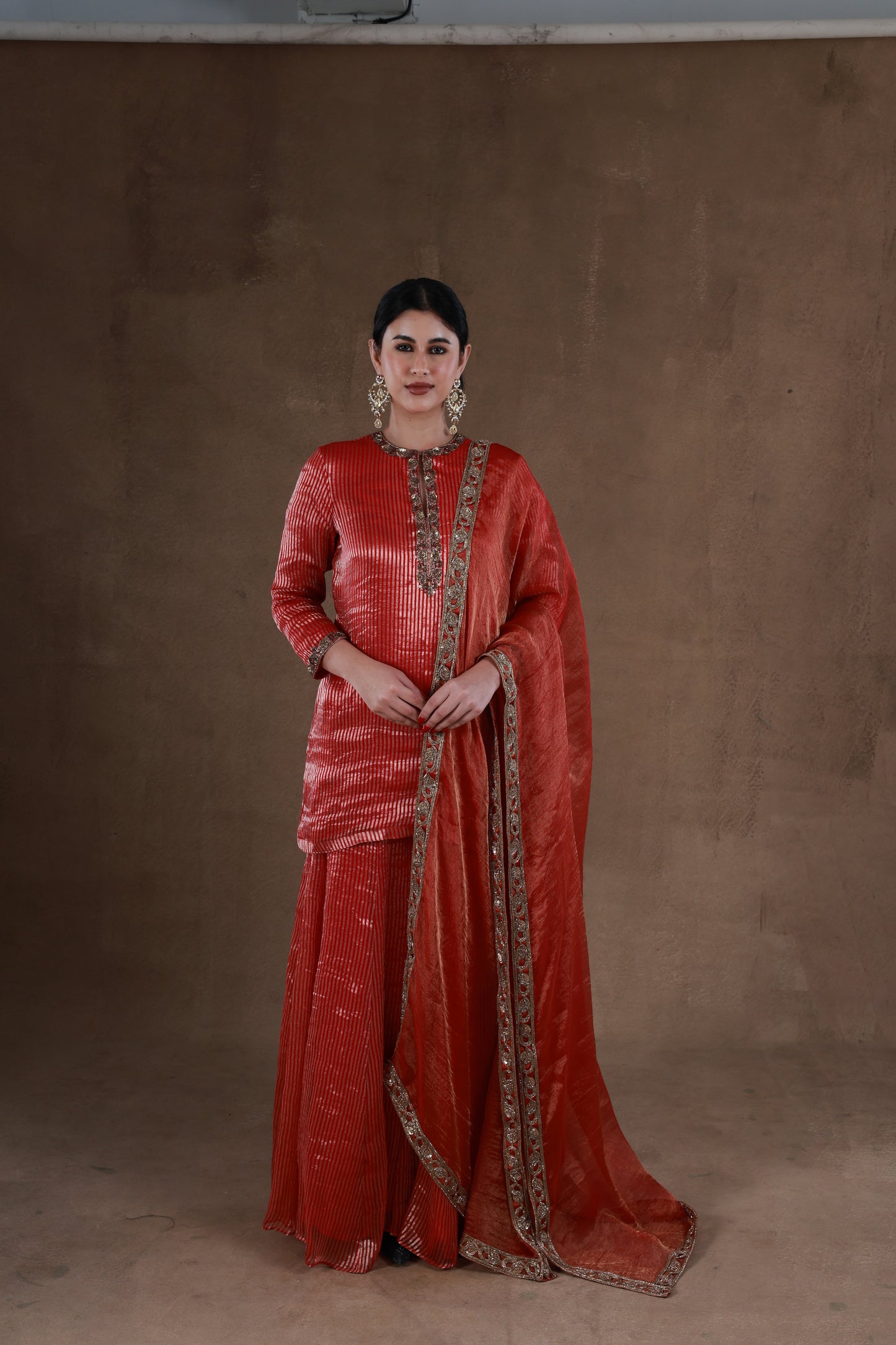 Luminous Red Festive Sharara
