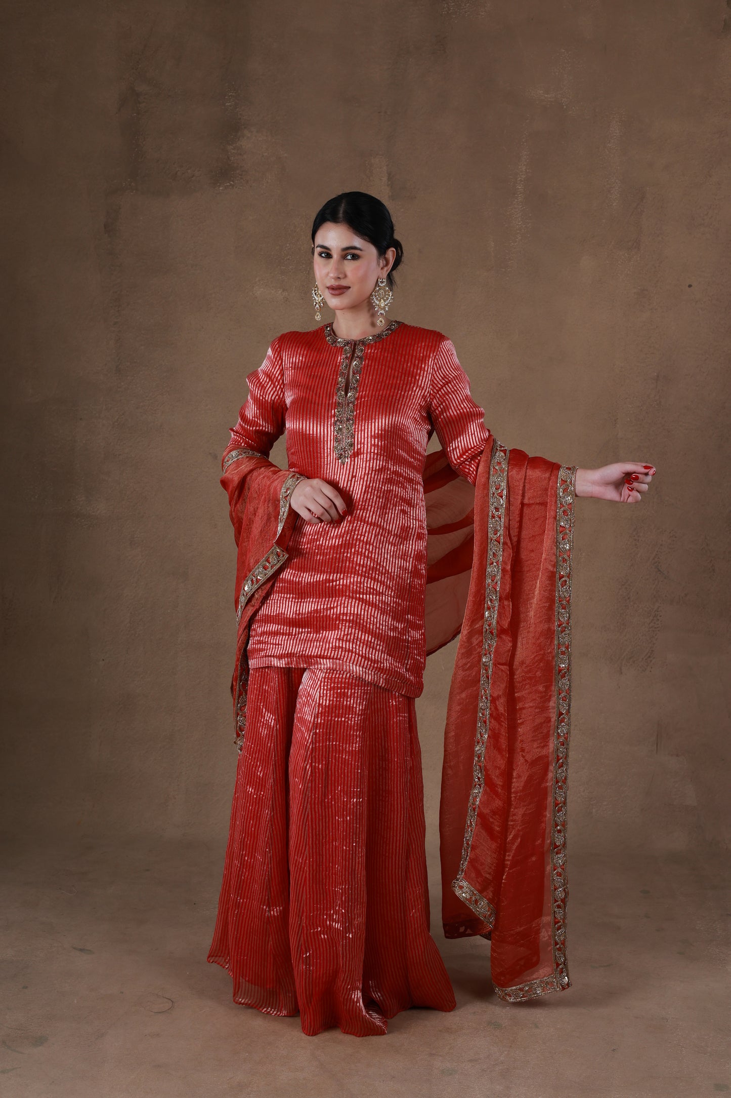 Luminous Red Festive Sharara