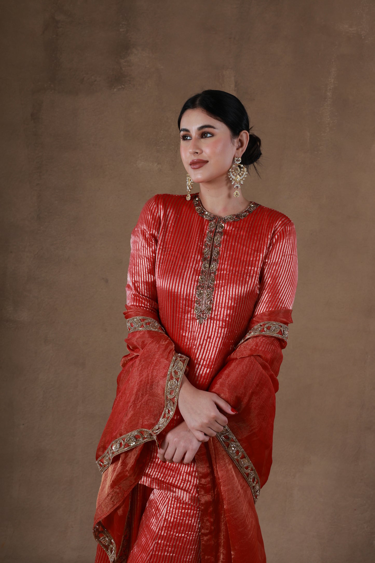 Luminous Red Festive Sharara