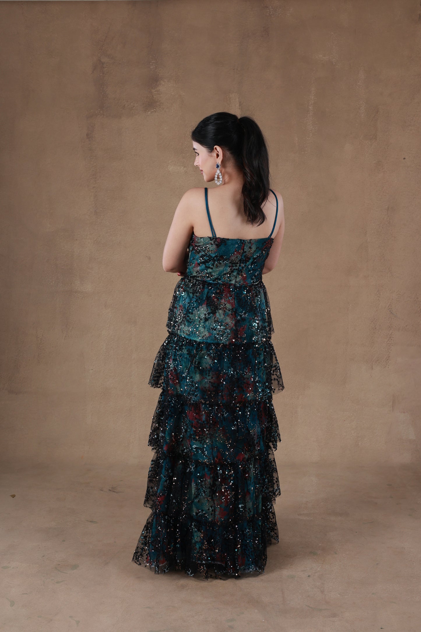 Misty Cascade Ruffle Dress