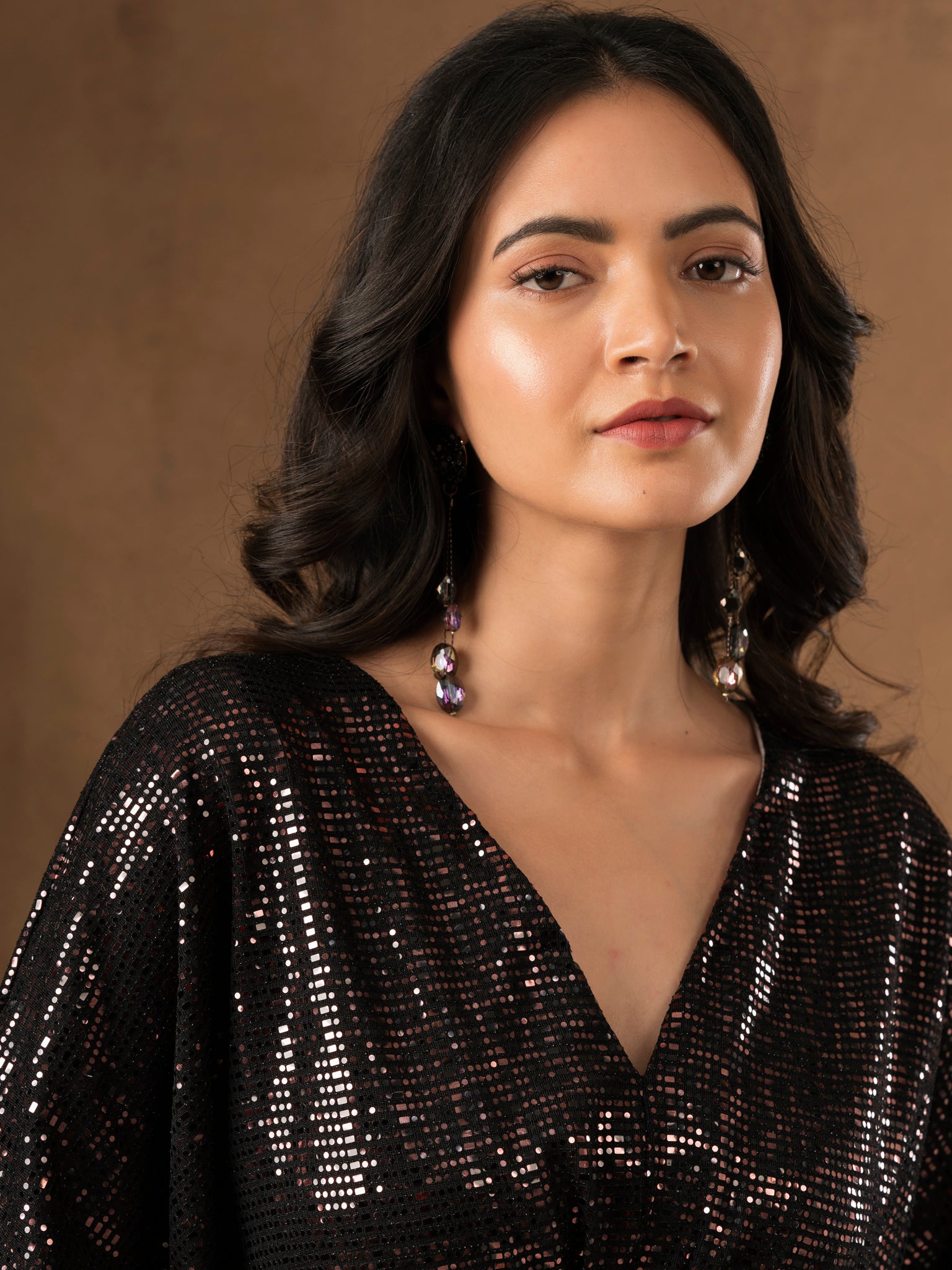 Kaftan Sleeve Shimmer Dress