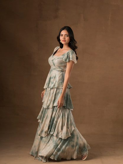 Marble Dress with Net Dupatta