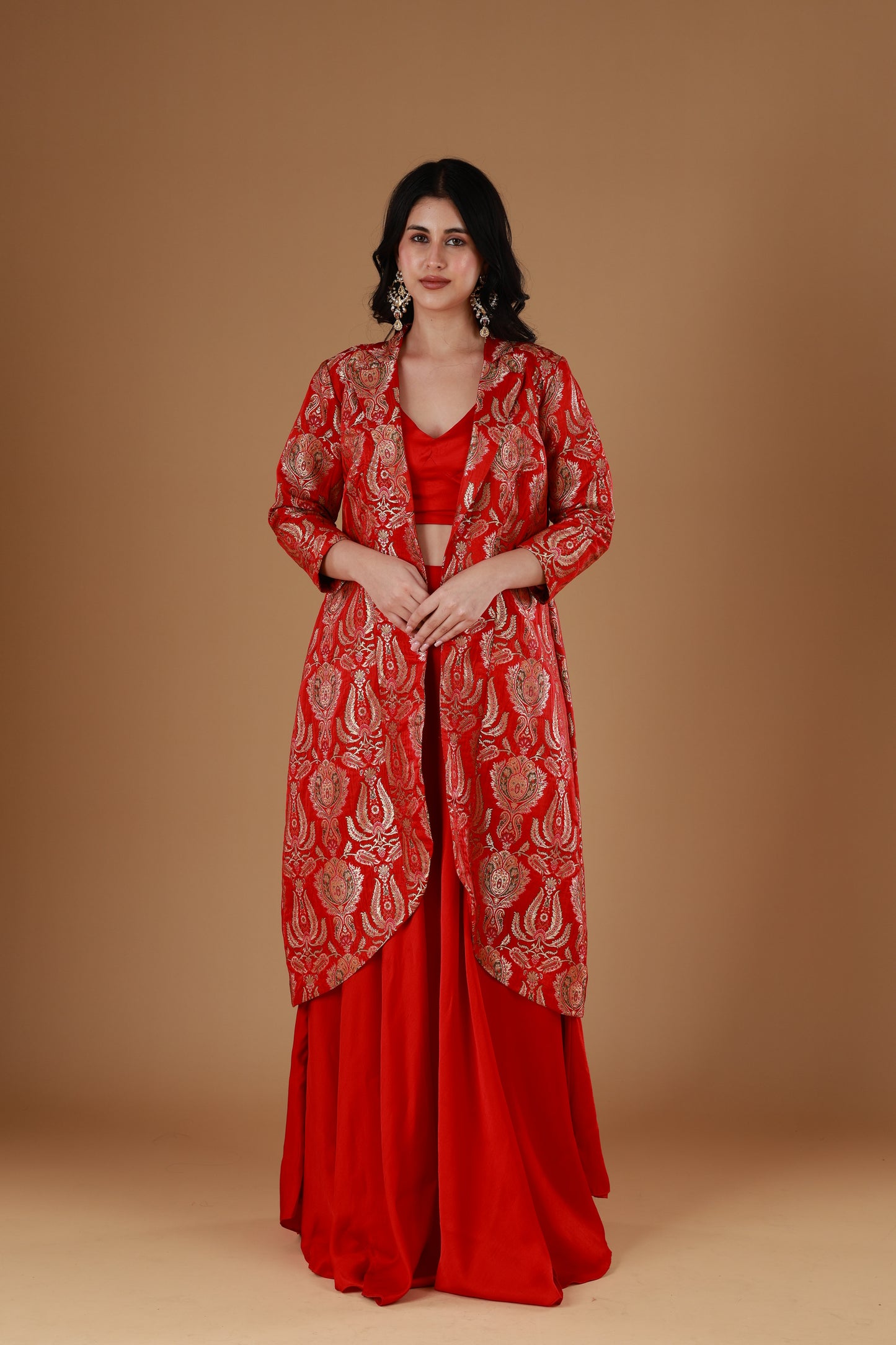 Festive Red Banarasi Set