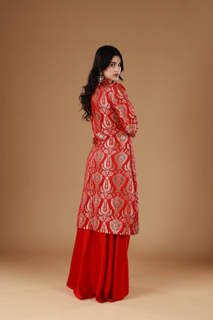 Festive Red Banarasi Set