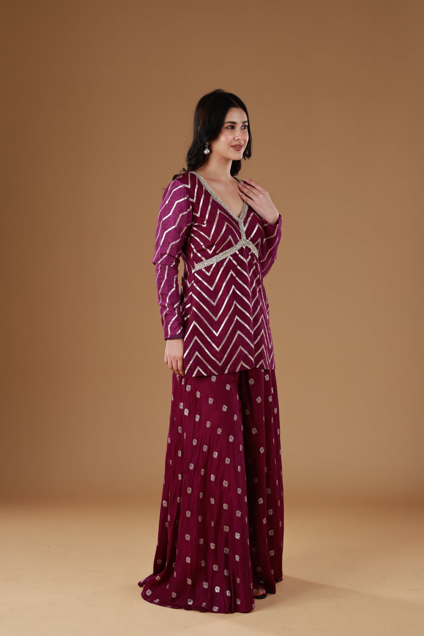 Royale Violet Silk Sharara Set