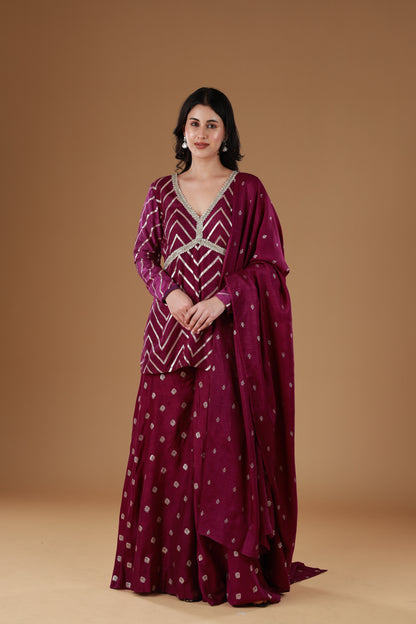 Royale Violet Silk Sharara Set