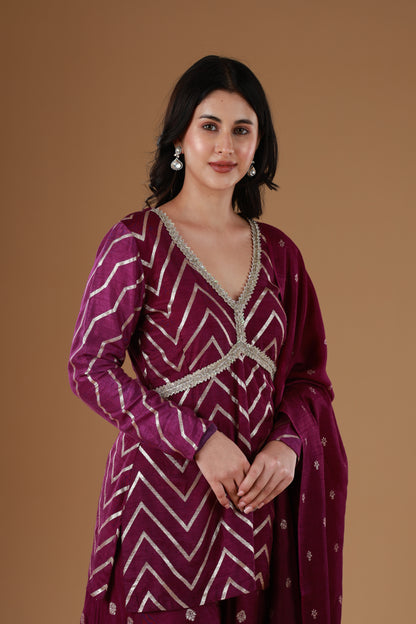 Royale Violet Silk Sharara Set