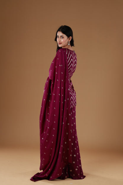 Royale Violet Silk Sharara Set