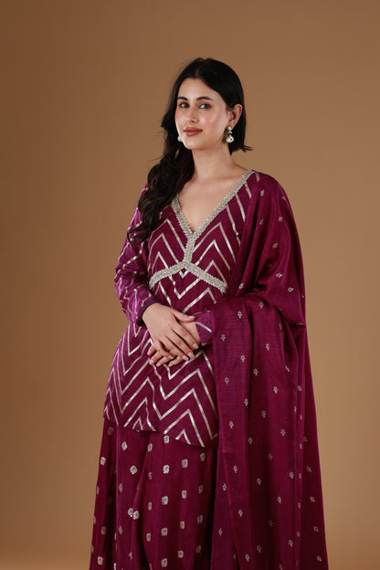 Royale Violet Silk Sharara Set