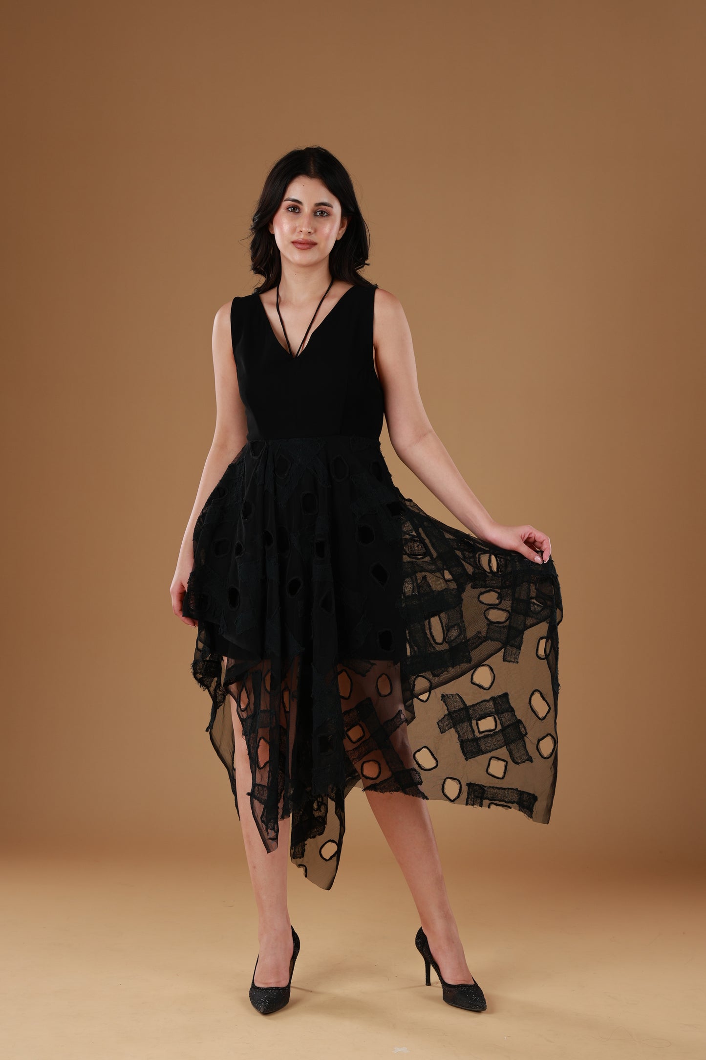 Twirl & Whirl Black Dress