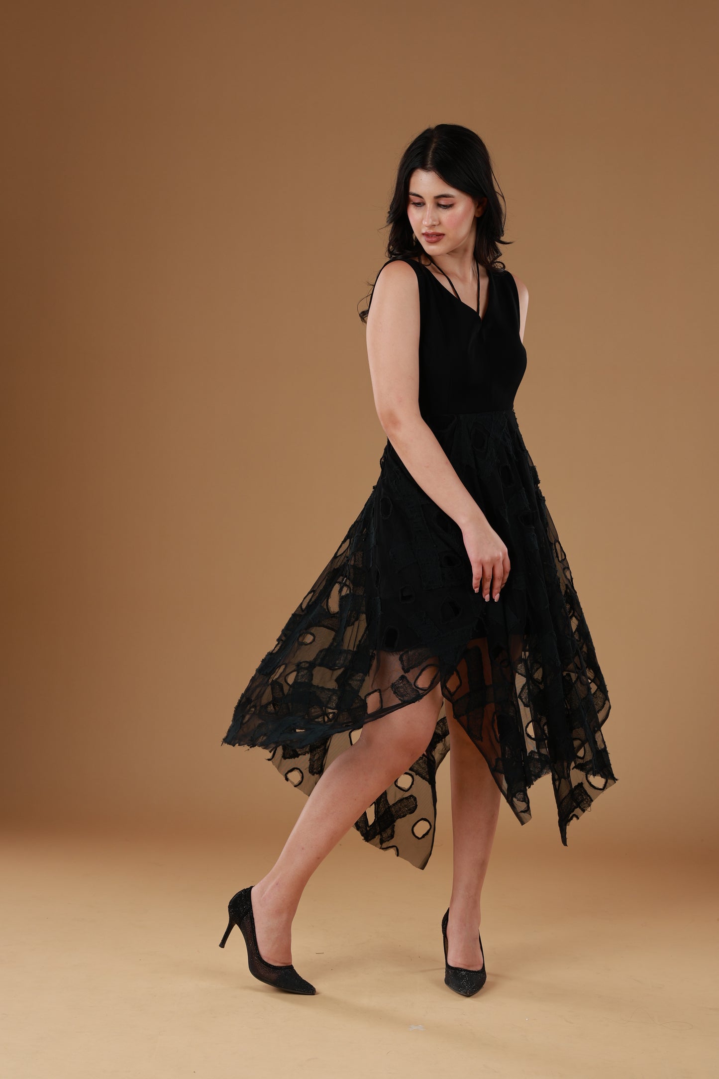 Twirl & Whirl Black Dress