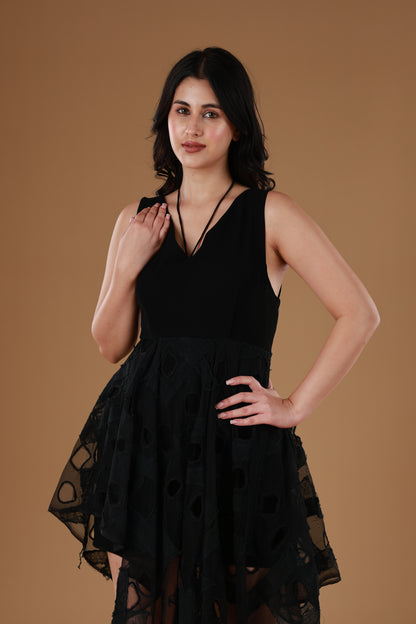 Twirl & Whirl Black Dress