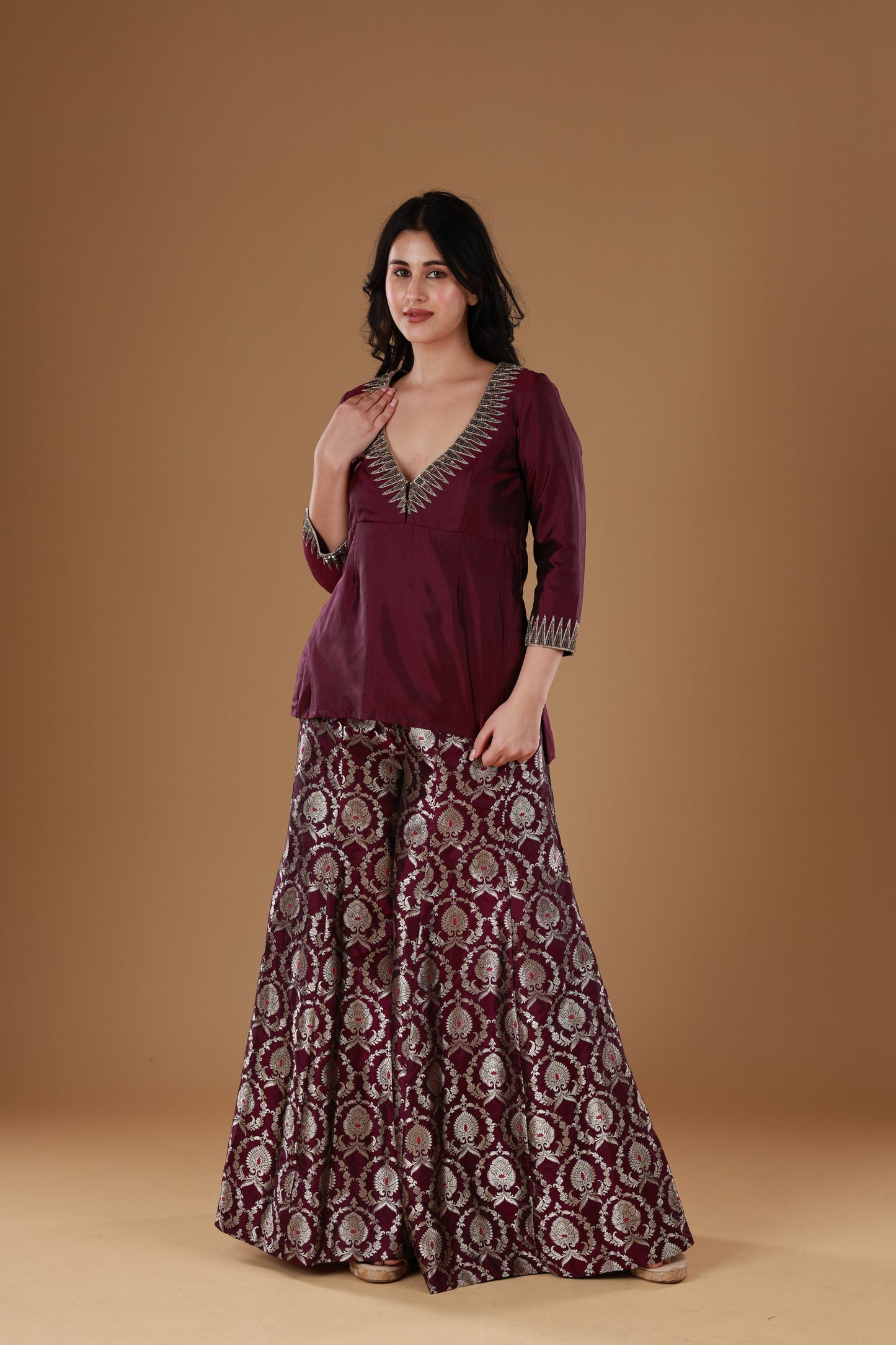 Voilet Banarasi Sharara Set
