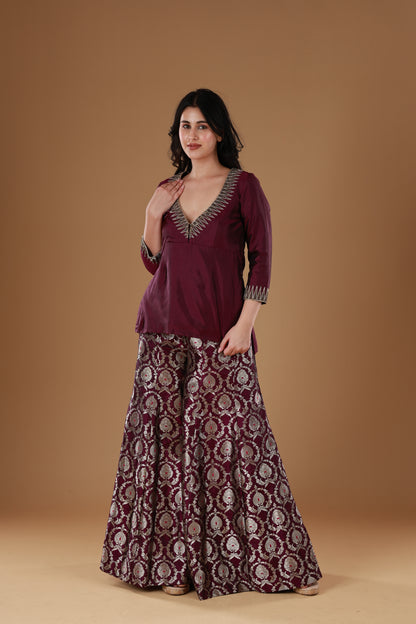 Voilet Banarasi Sharara Set