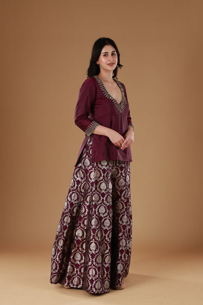 Voilet Banarasi Sharara Set
