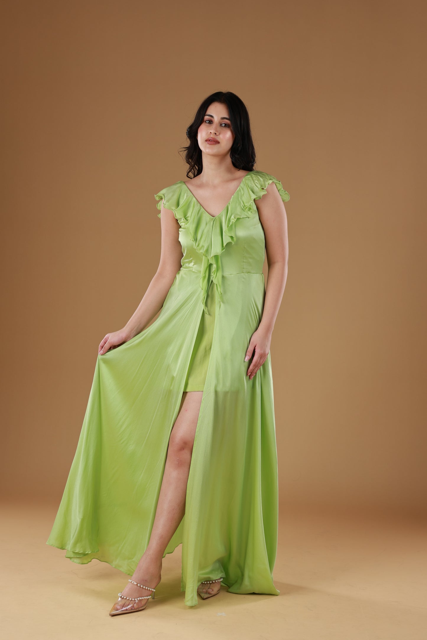 Lush Green Satin Dress