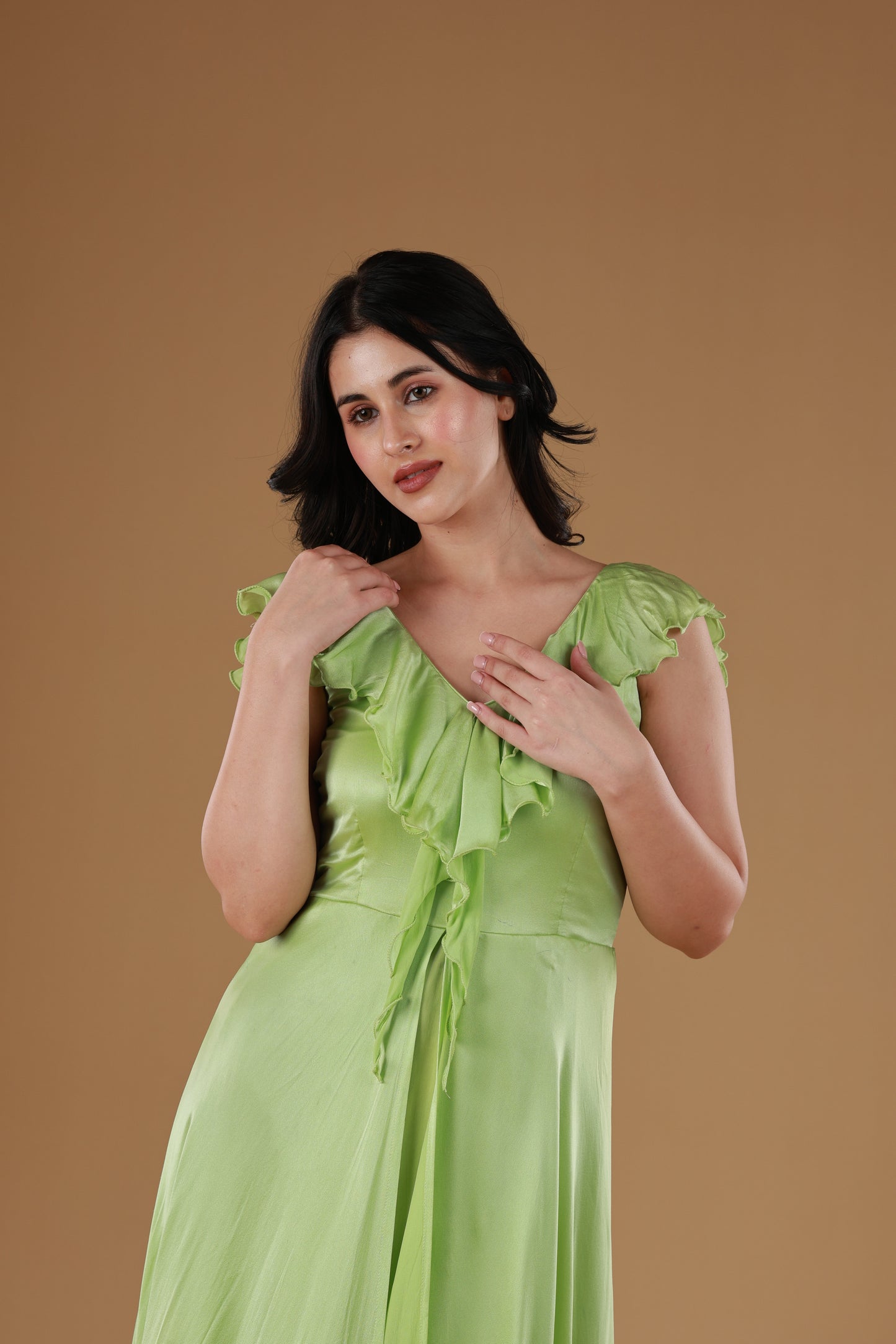 Lush Green Satin Dress