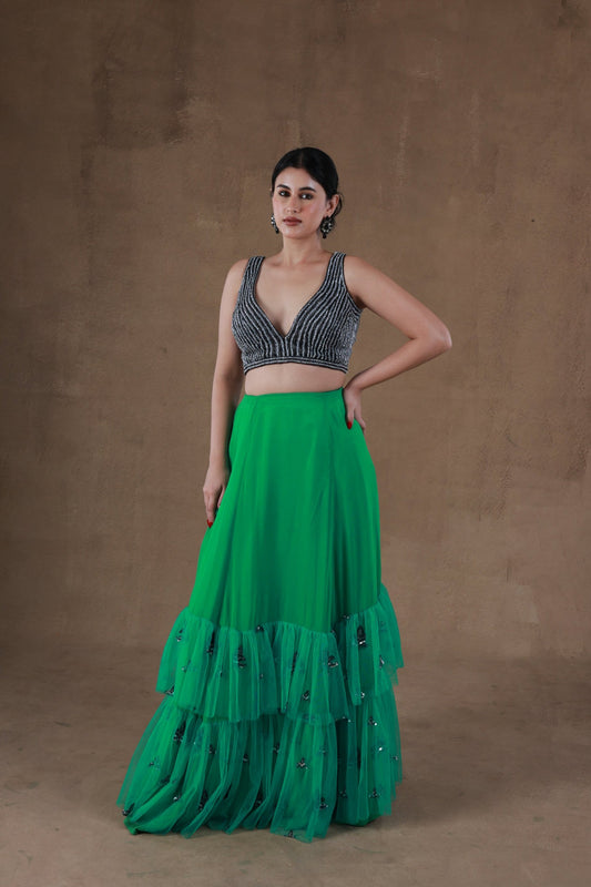 Jade Green Ruffled Lehenga