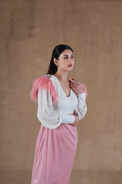 Vintage Feathered Blush Dress