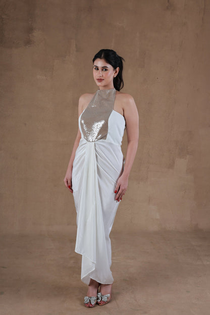 Ivory Drape Delight Dress