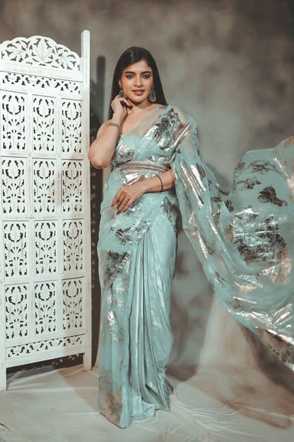 Gold Foil Pre-stitched Saree